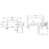 Vivid Slimline Wall Phoenix Basin Set Curved 180mm - Chrome